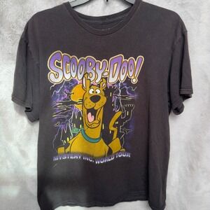 Scooby-Doo Mystery Inc World Tour Graphic T-Shirt Black Mens Large L